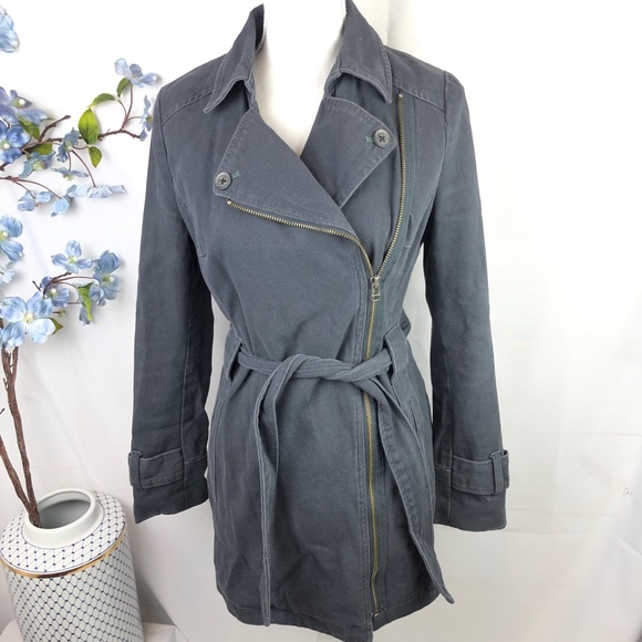 Anthropologie Jackets & Blazers - ANTHROPOLOGIE Blue / gray short trench coat sz 6
